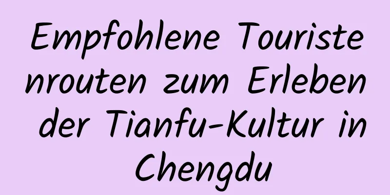 Empfohlene Touristenrouten zum Erleben der Tianfu-Kultur in Chengdu