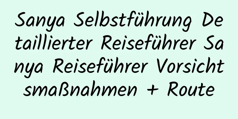 Sanya Selbstführung Detaillierter Reiseführer Sanya Reiseführer Vorsichtsmaßnahmen + Route