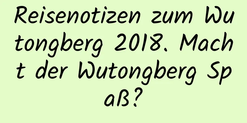 Reisenotizen zum Wutongberg 2018. Macht der Wutongberg Spaß?